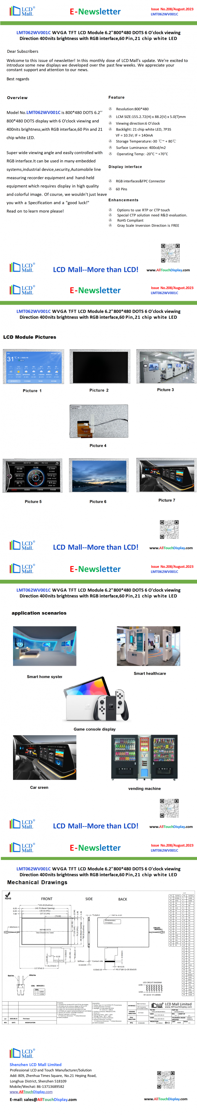 hakkında en son şirket haberleri SORU 208 Newsletter_6.2 inç LMT062WV001C LCD Mall'dan  0
