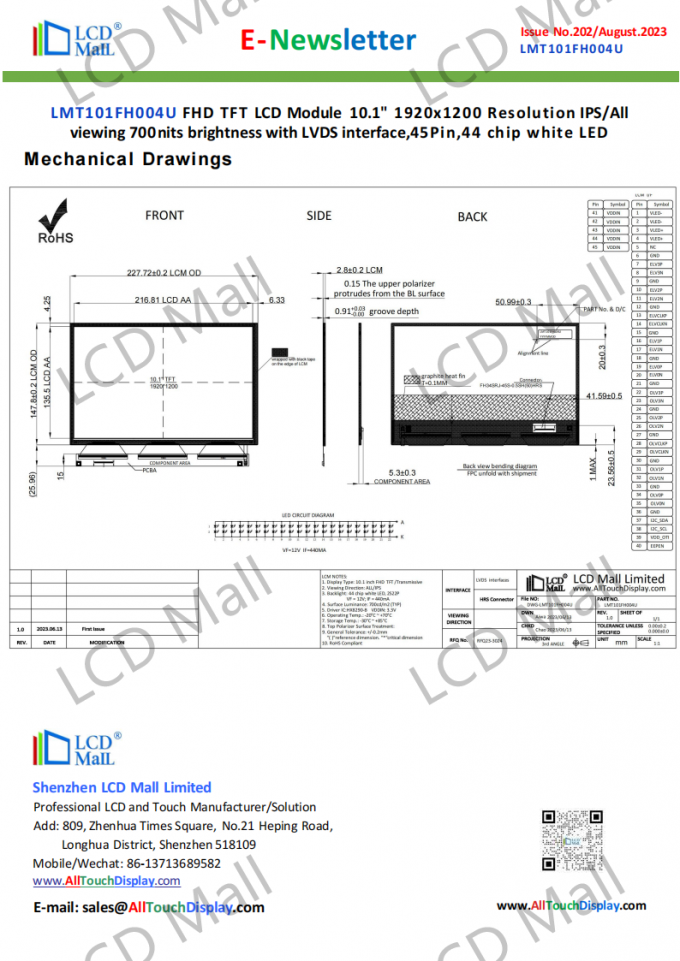 hakkında en son şirket haberleri SORU 202 Newsletter_10.1 inç LMT101FH004U LCD Alışveriş Merkezi  3