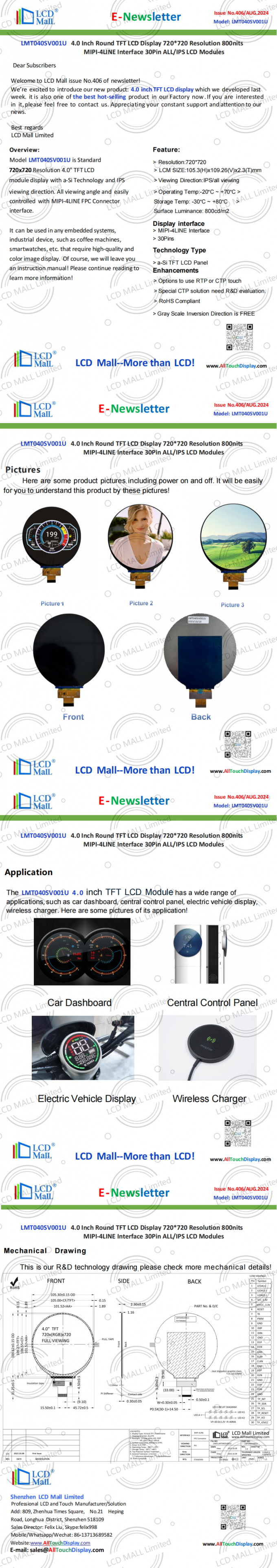 hakkında en son şirket haberleri SORU No.406 Newsletter_4.0 inç LMT040SV001U LCD Alışveriş Merkezi  0